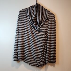 Eddie Bauer Black/Gray Knit Asymmetrical Hi-Low Long Sleeve Cardigan Women's Sm